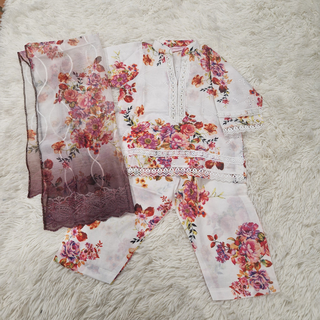 Mother daughter- Pink and burgundy floral chiken (0-XXL)