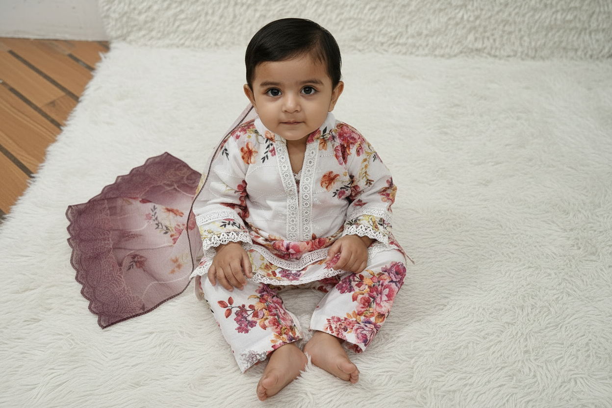 Mother daughter- Pink and burgundy floral chiken (0-XXL)