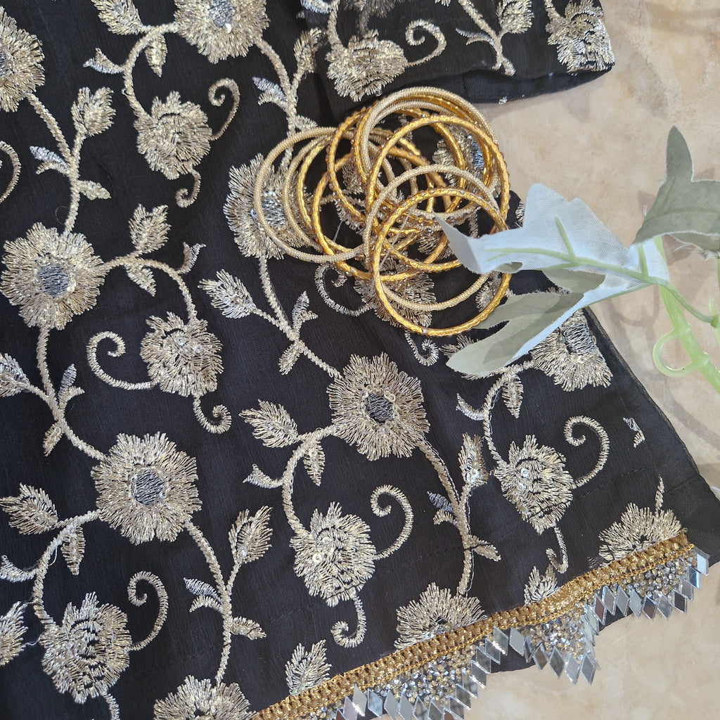 Black sequinned/embroidered (0-3 months to 4-5 years and Adult XS to XL)