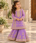 Lilac organza gharara (0-3 months to 3-4 years)