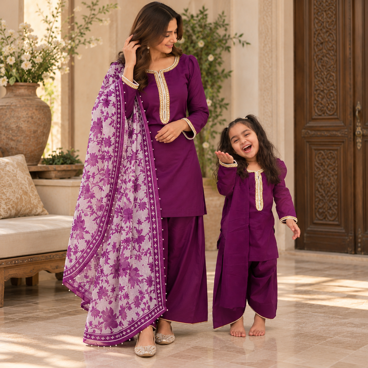 Farshi shalwar plum (0-adult XXXL)