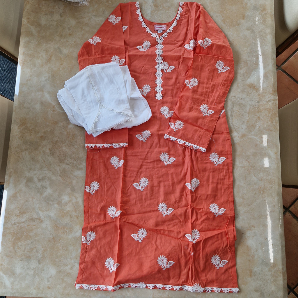 Frock with tulip (0-2 years) and straight kameez with tulip (Adult XS - XXL)