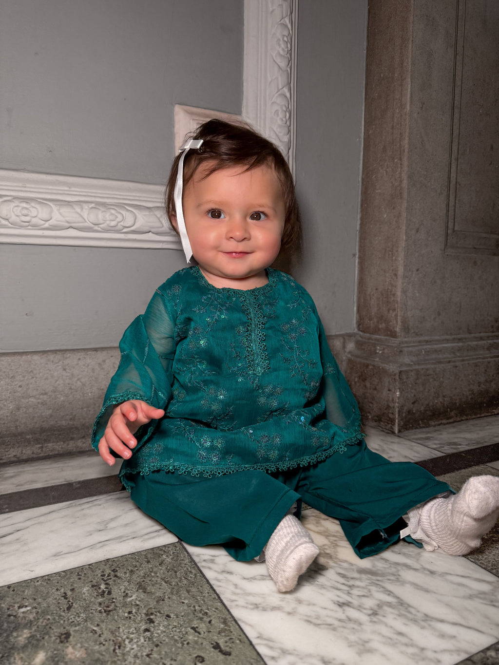 Mother daughter-Teal sequinned (0-3 months to 2-3 years)(mum xs to xl)