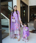 Lilac Silk KAFTAN with kids sharara
