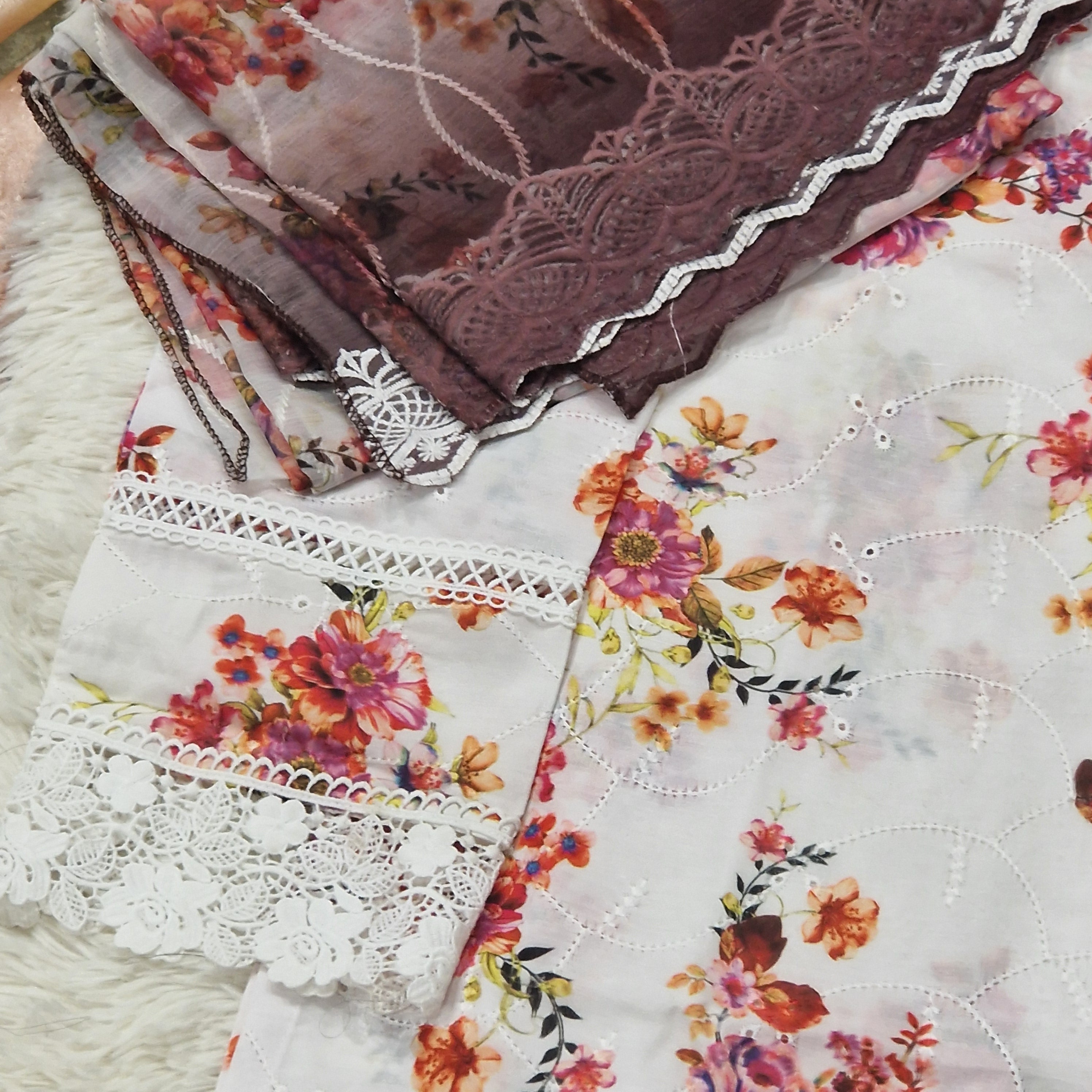 Mother daughter- Pink and burgundy floral chiken (0-XXL)