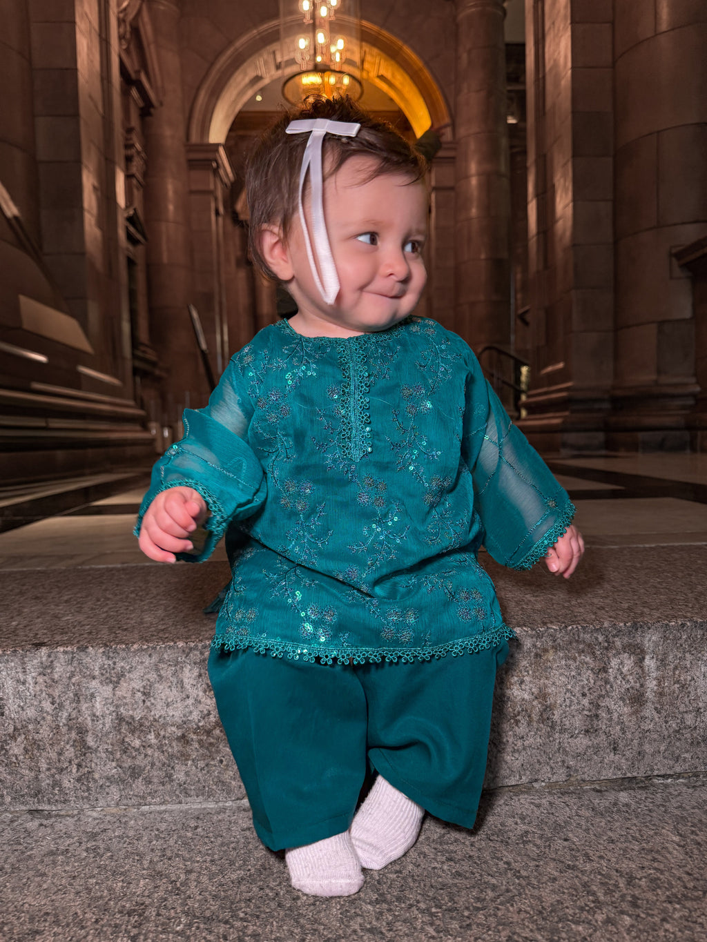 Mother daughter-Teal sequinned (0-3 months to 2-3 years)(mum xs to xl)