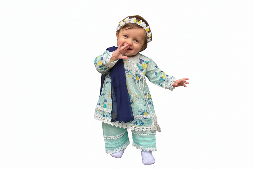 Aqua chiken floral (0-3 months to 2-3 years)
