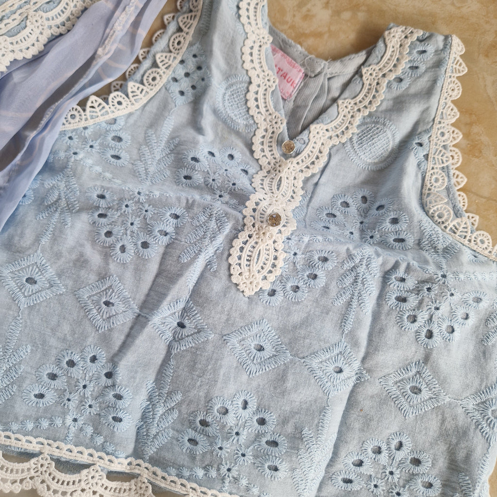 🩵Shaila Powder blue gharara(0-3 months to Adult XXL)