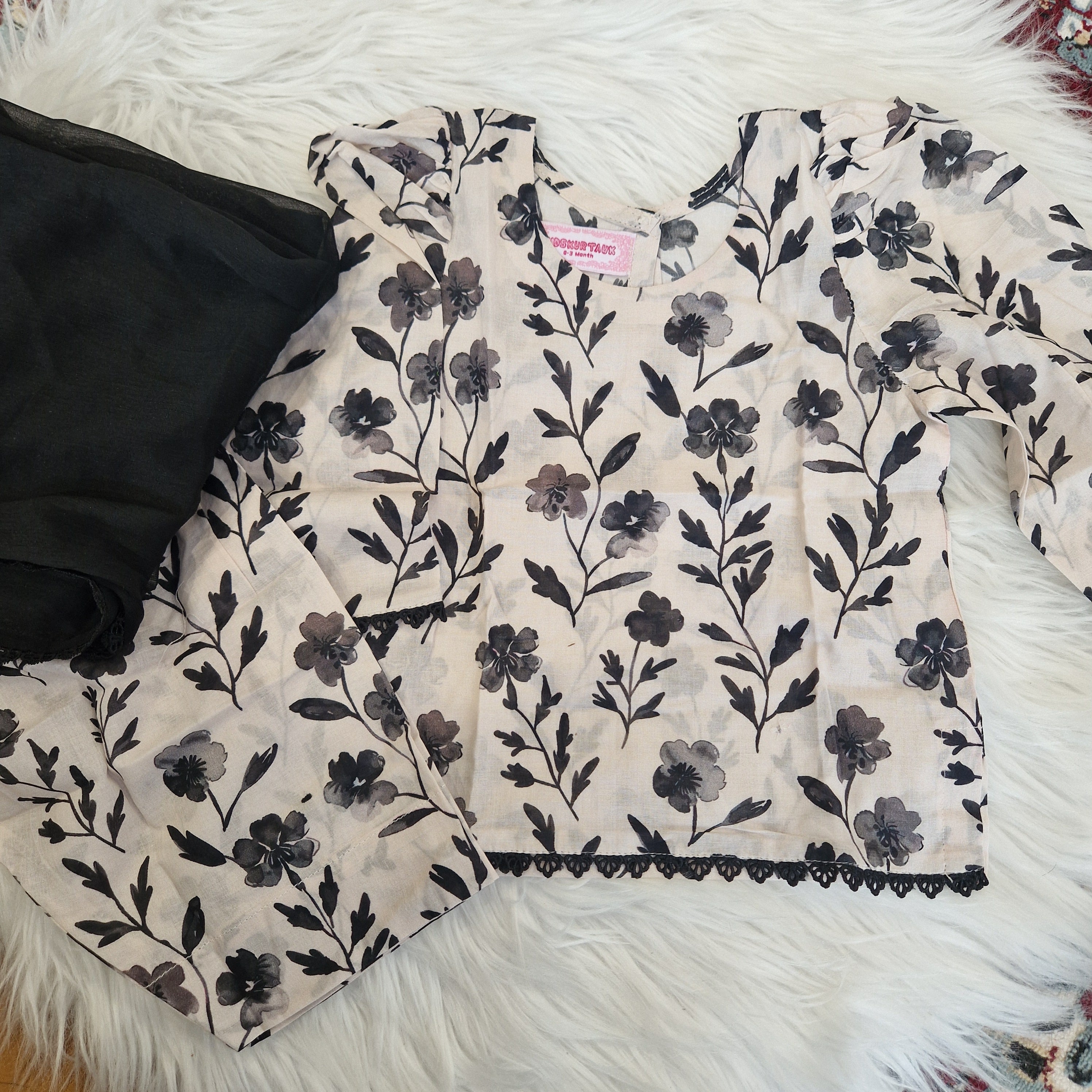 Black floral co ord (0-XL) mother daughter