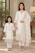White Mother daughter cotton suit (2 years - Adult XL)