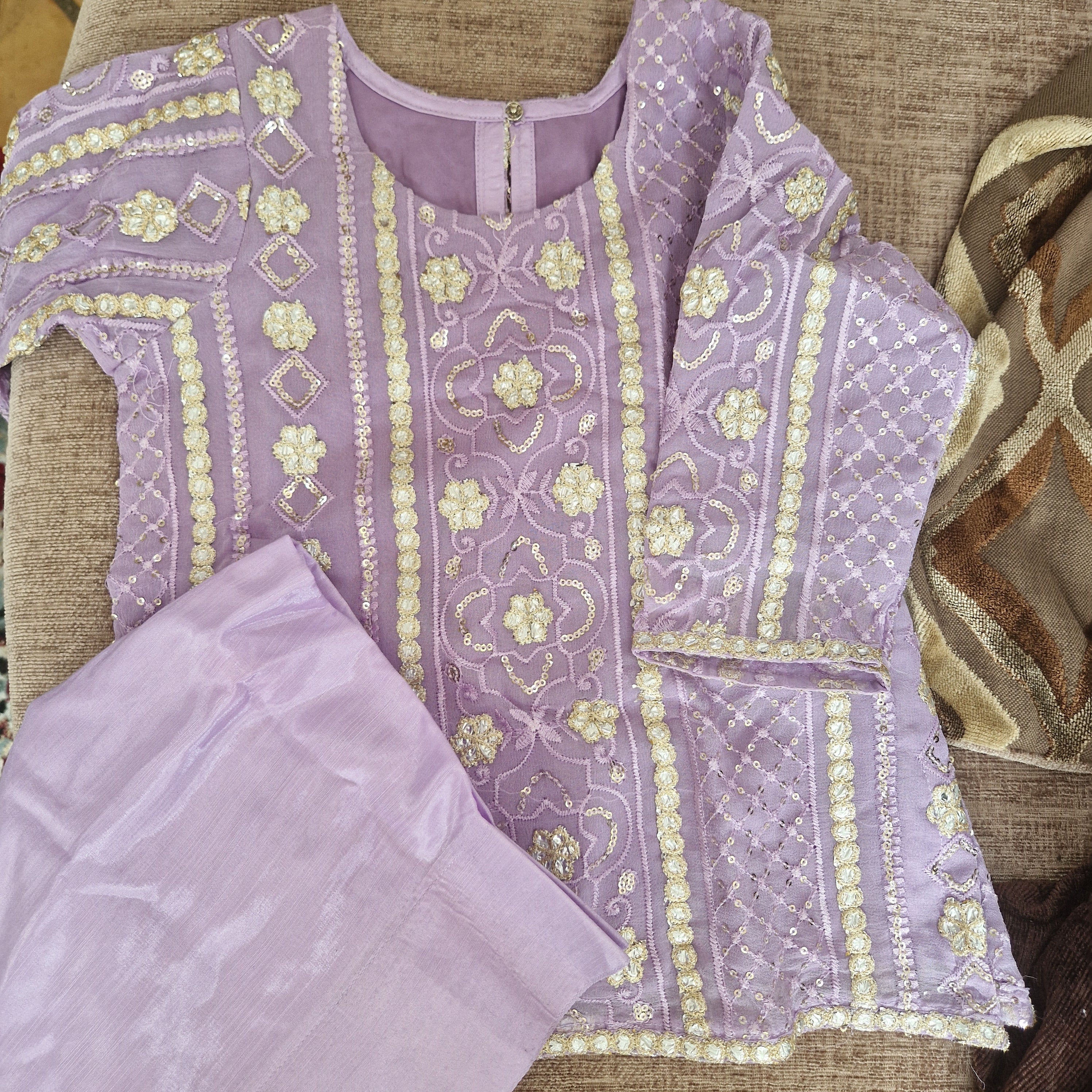 Lilac farshi shalwar (2-3 years)