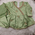 Green frock with tulip (0-3 months to 3-4 years)