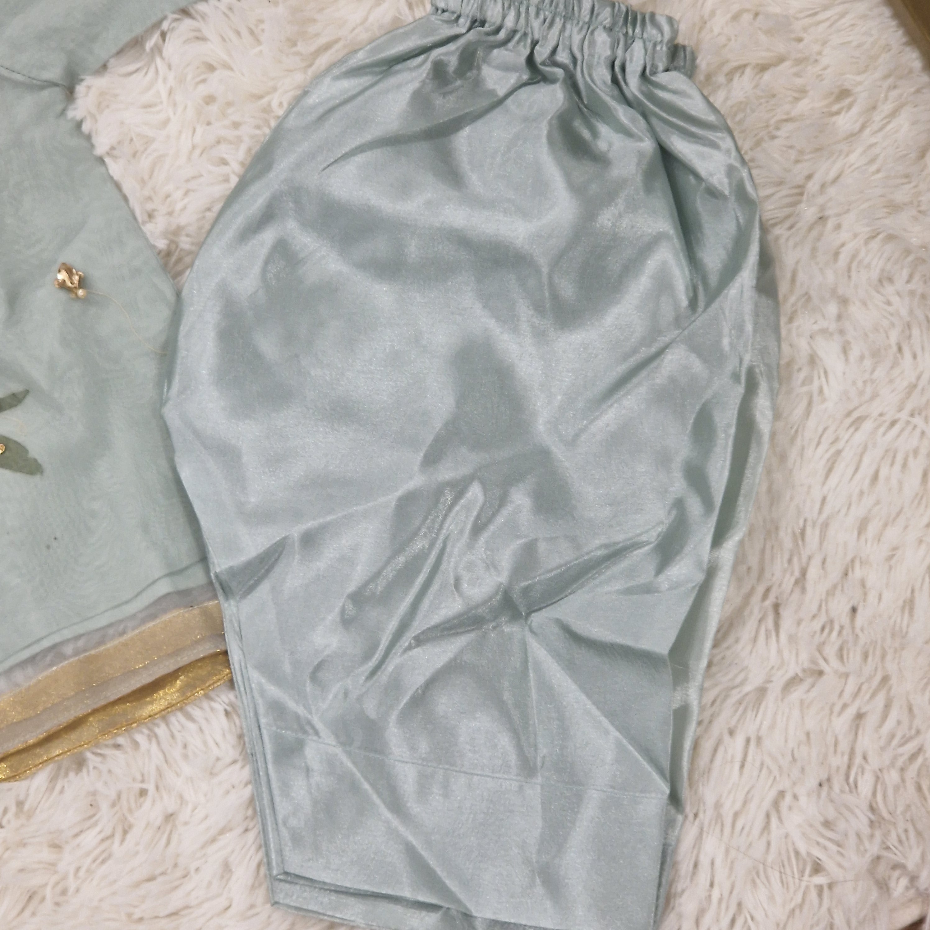 Mother Daughter -Minty organza with handpainted dupatta  (0-XXL)