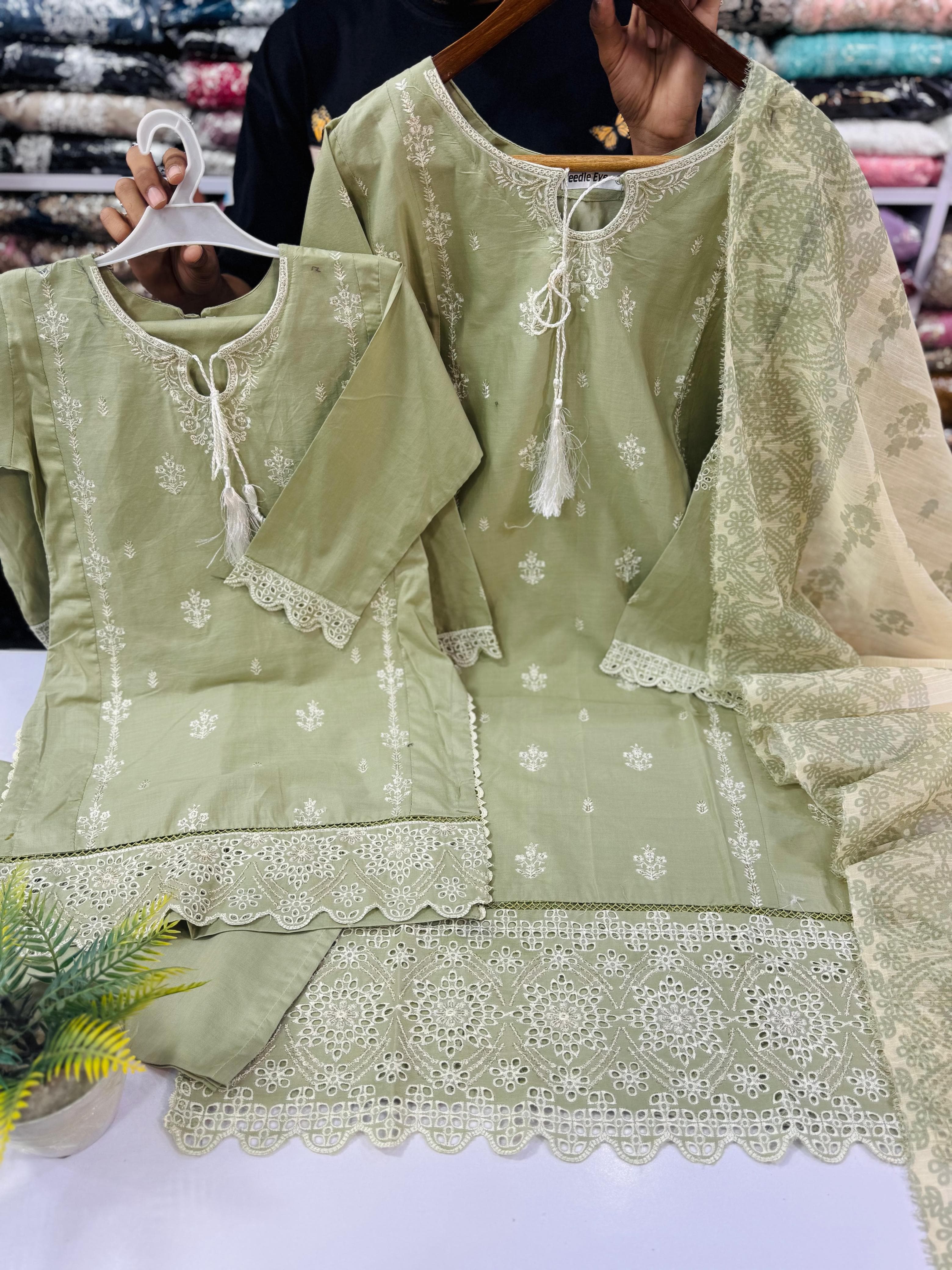 Sage Mother daughter cotton suit (2 years - Adult XL)