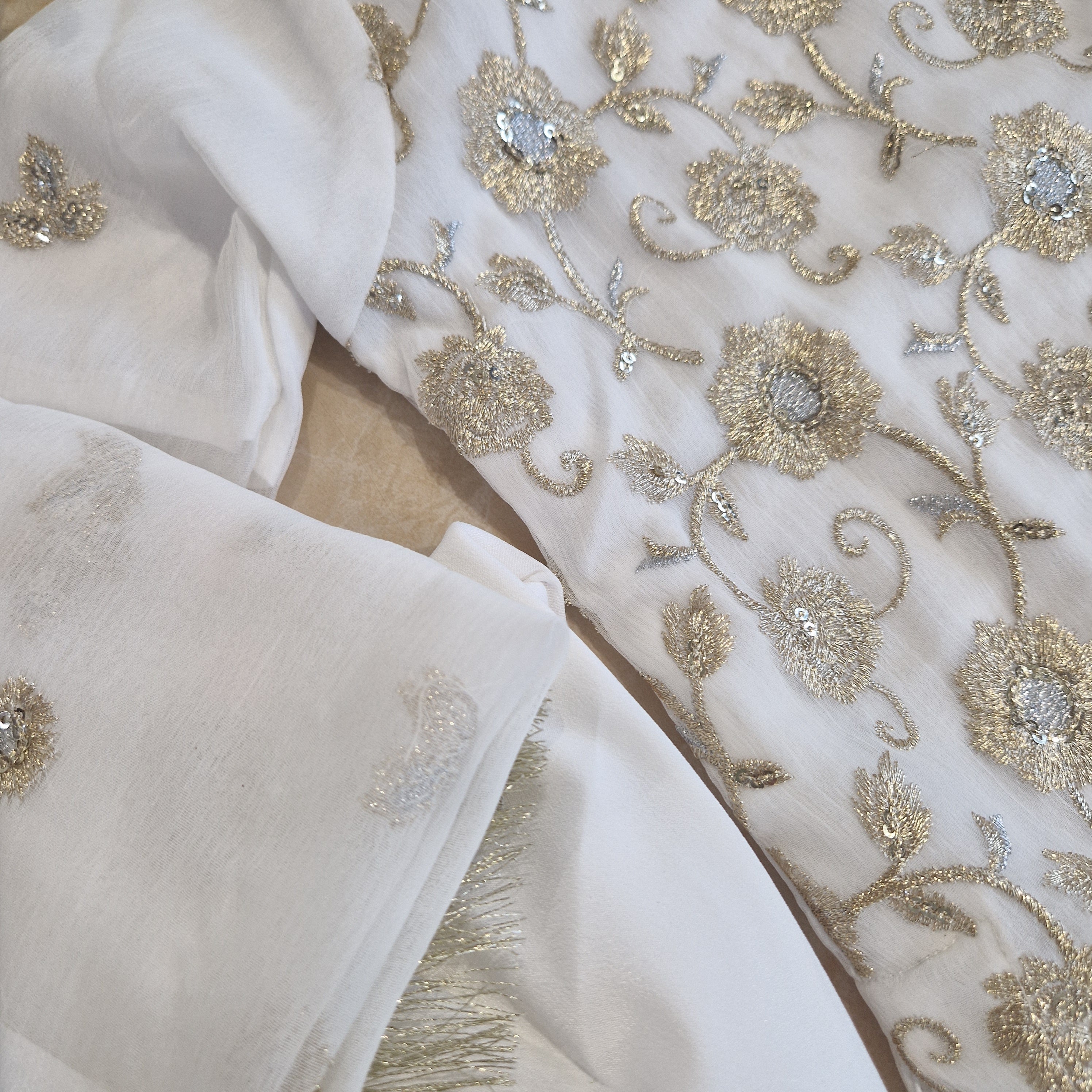 White sequinned/embroidered (9-12 months to 4-5 years and Adult XS to XL)